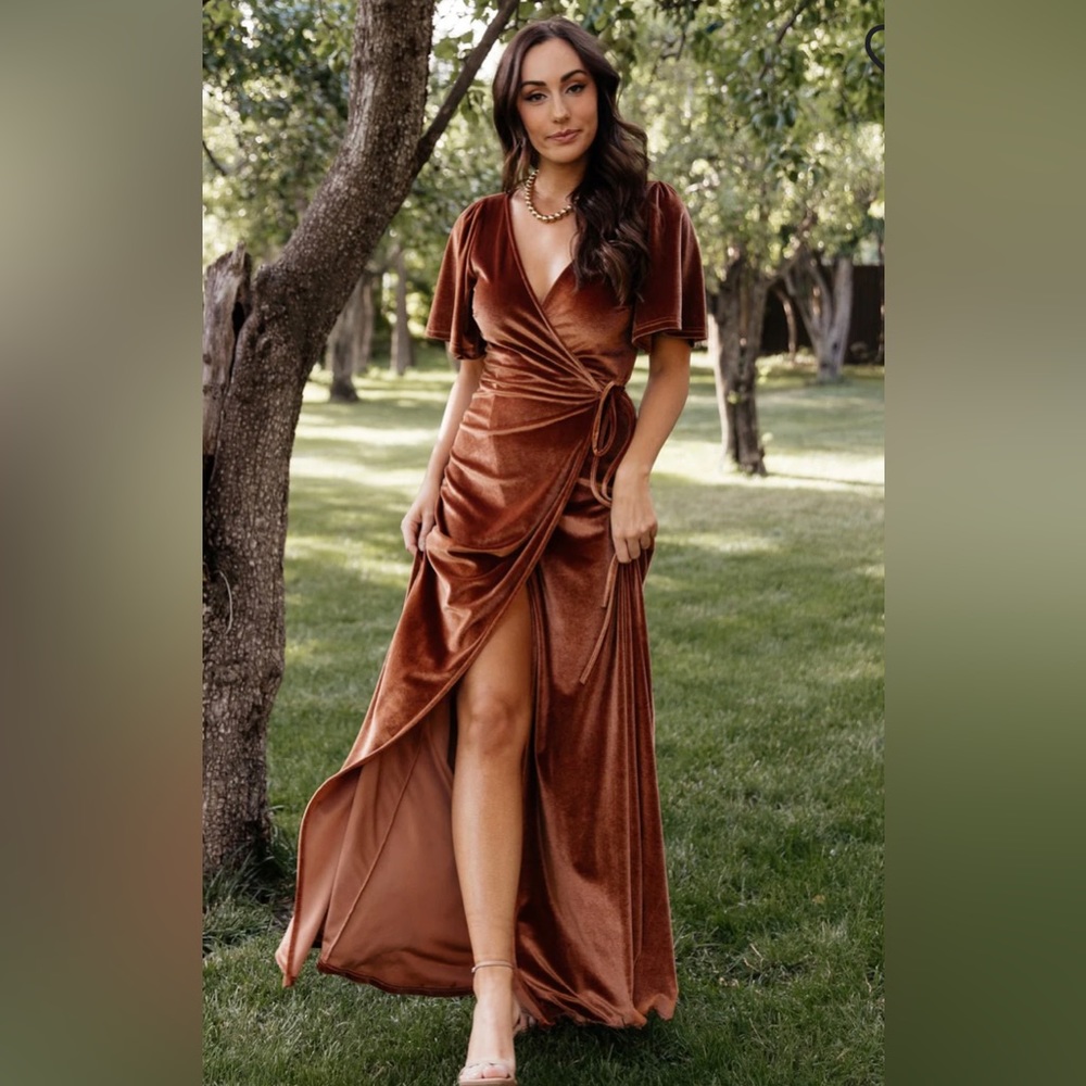 NWT Baltic Born Meghan Velvet Wrap Maxi Dress in Spice